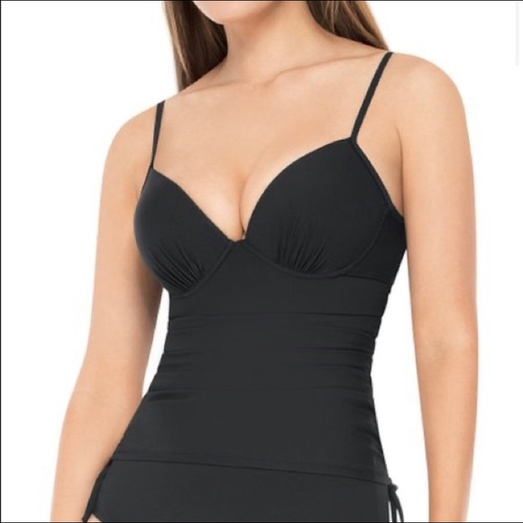 SPANX | Swim | Spanx Swim Push Up Underwire Tankini Top Black S | Poshmark